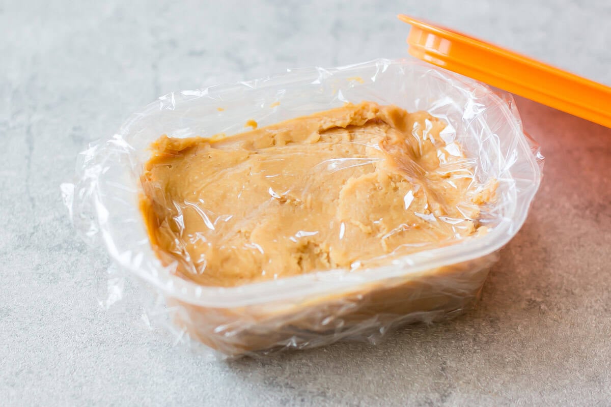 Miso paste in a container.
