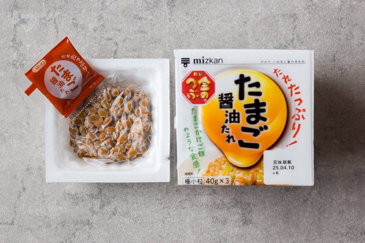 Natto with egg soy sauce.