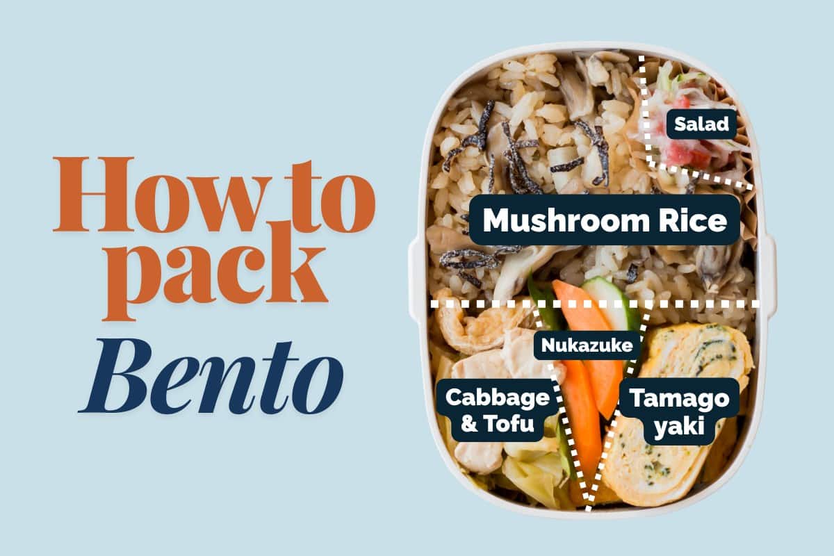 How to pack mushroom rice bento.