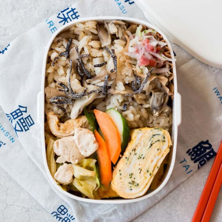 Mushroom rice bento.