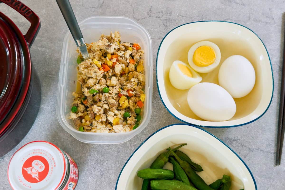 How to pack tofu soboro bento.