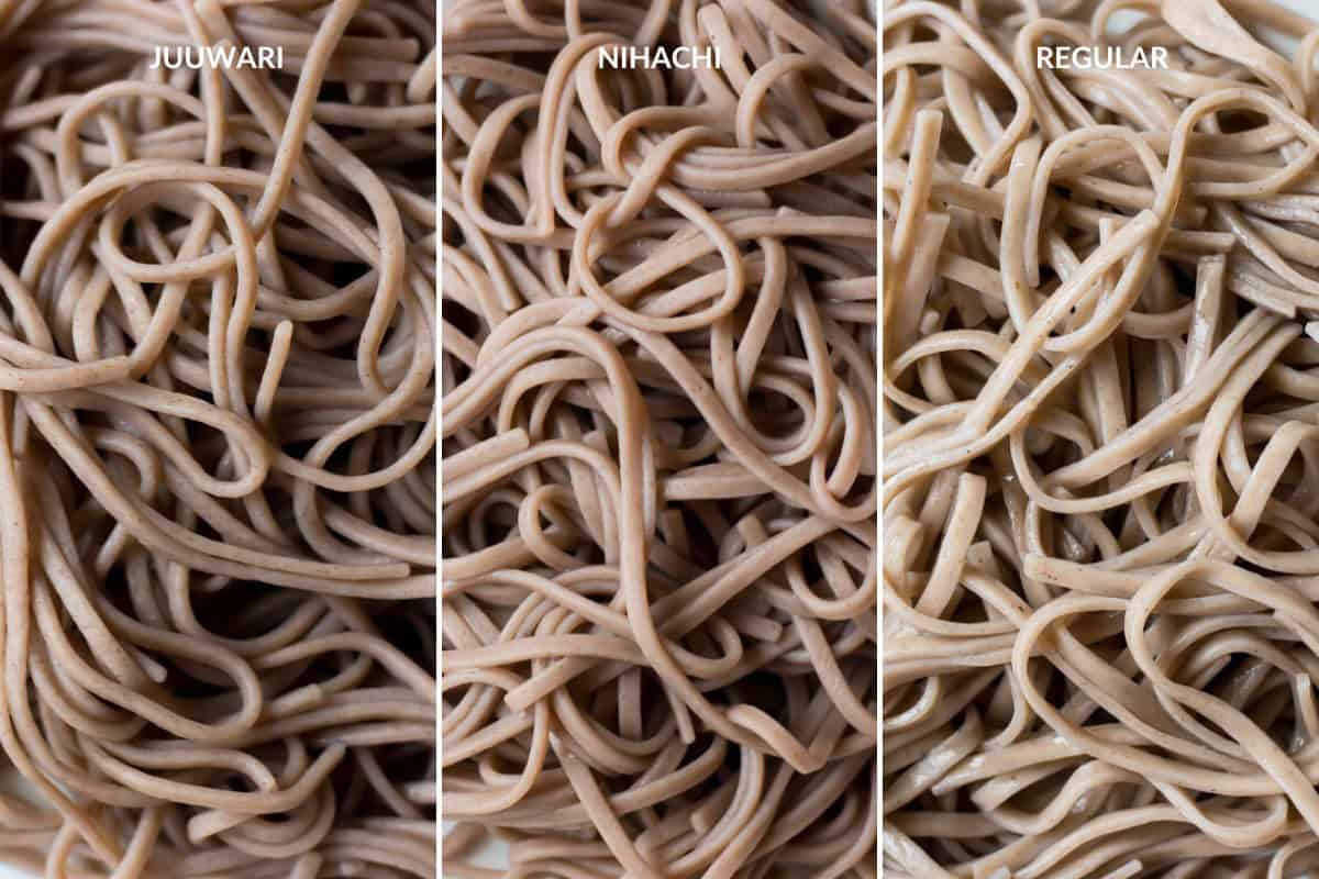 3 different soba noodle types.