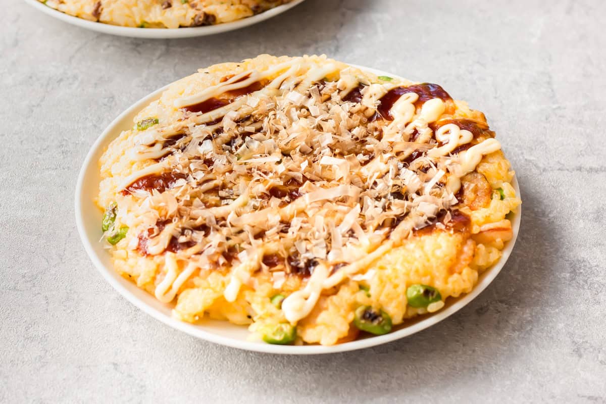 ご飯のお好み焼き風。