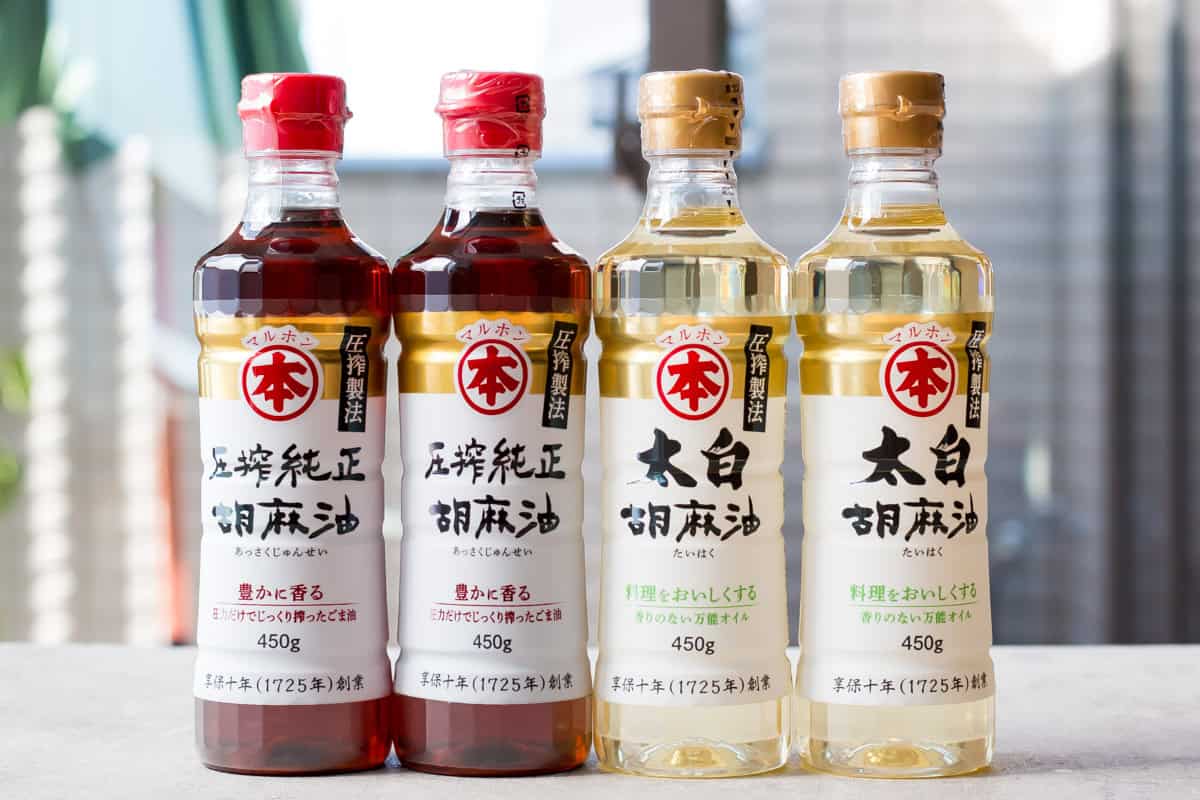 4 sesame oil bottles.