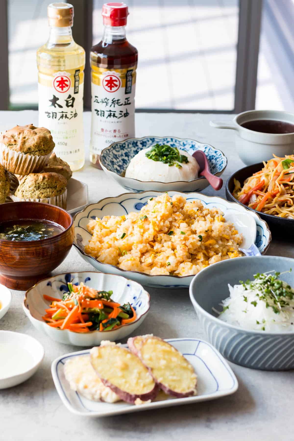 Dishes using sesame oil.