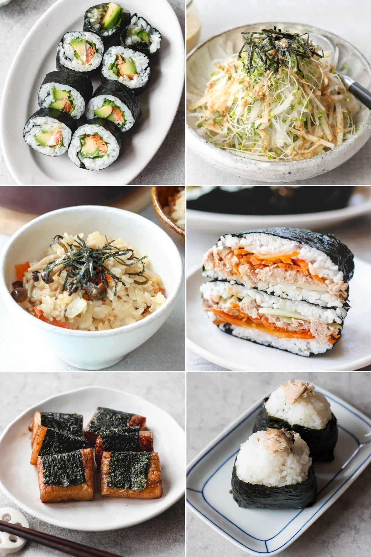 6 dishes using nori seaweed.