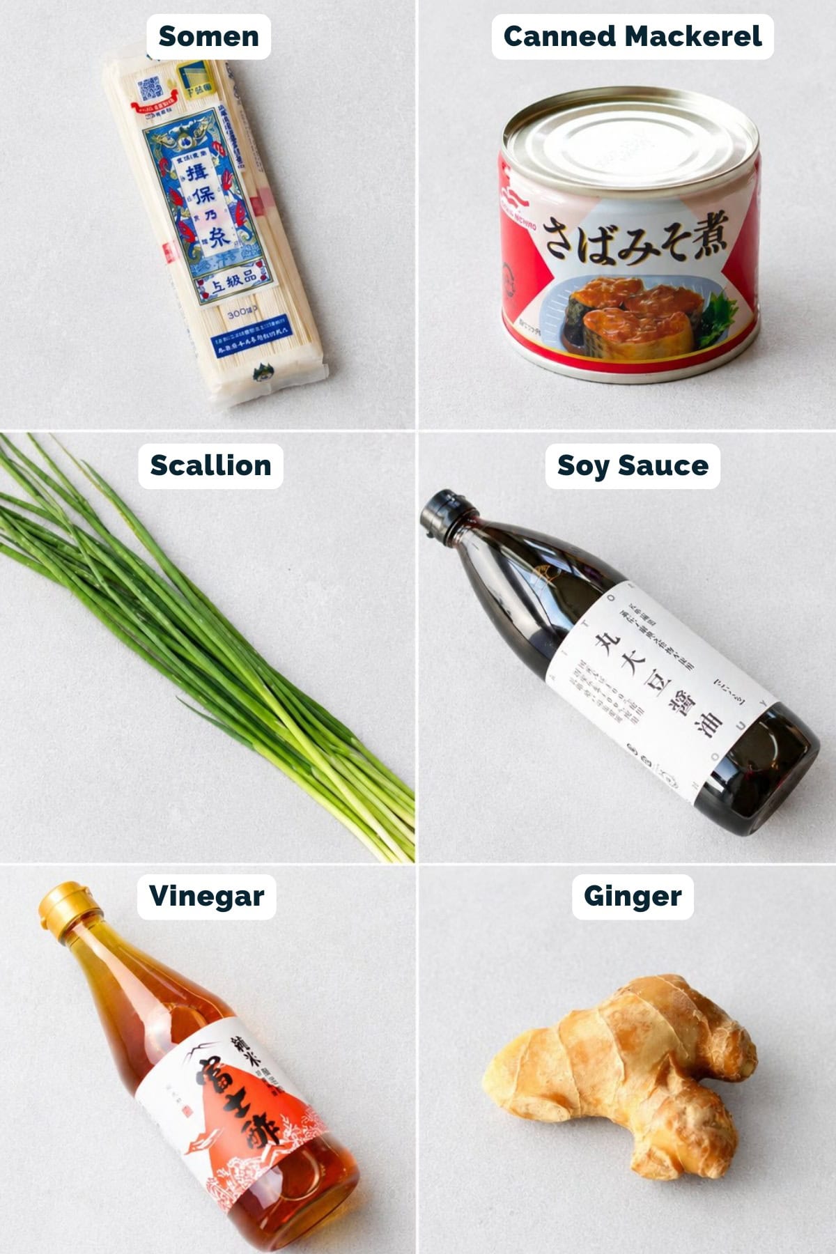 Miso mackerel somen ingredients.