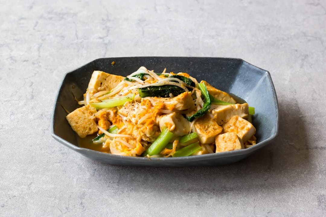 Tofu stir-fry with egg.