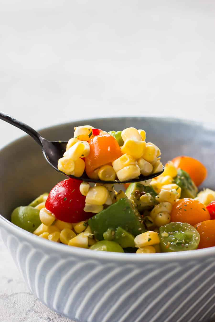 Corn salad served on a bowl.