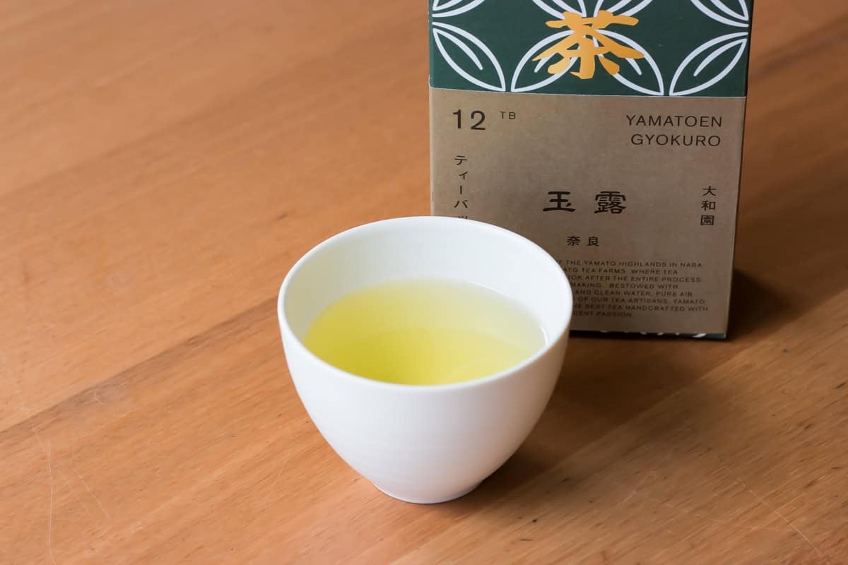 Japanese green tea in a tea cup.
