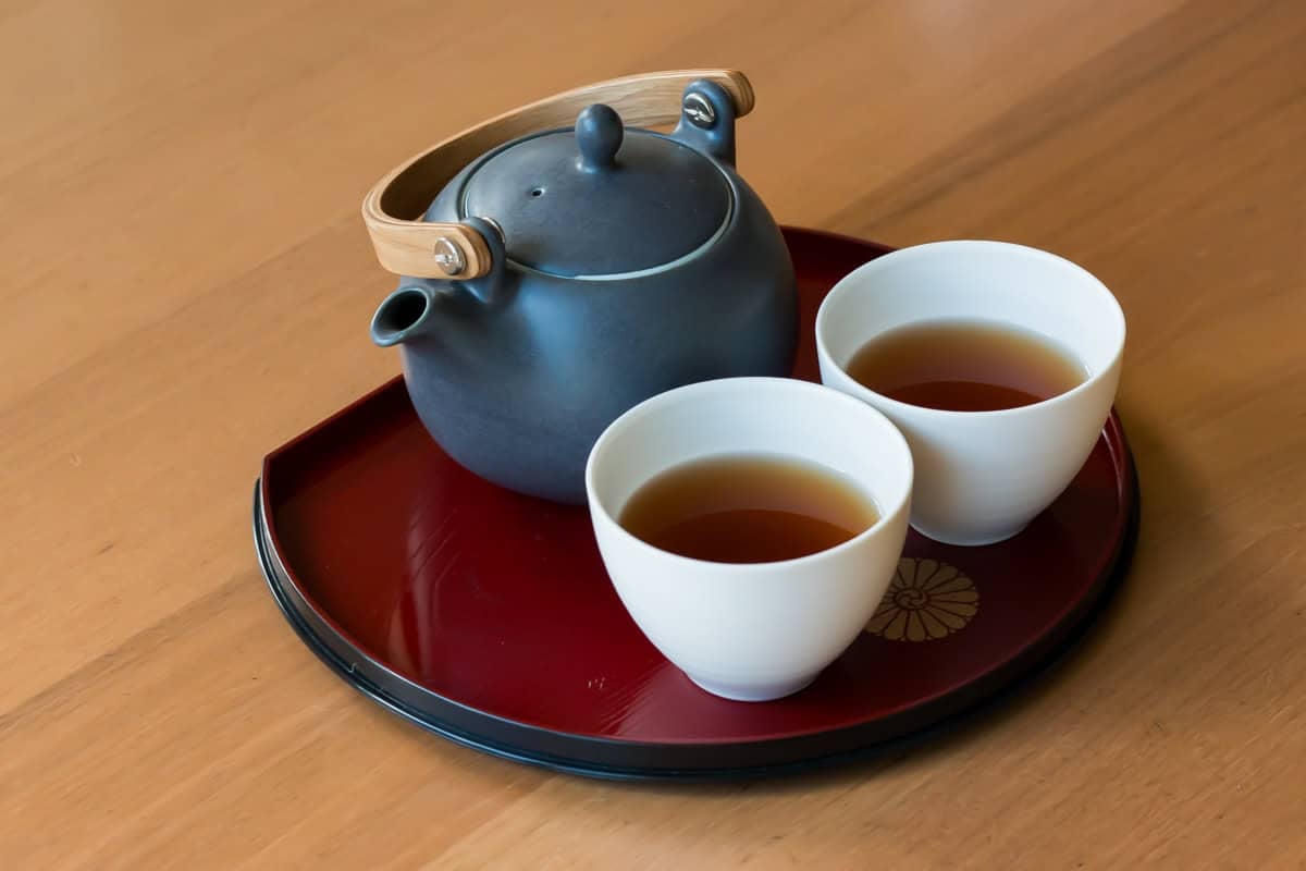 Japanese green tea in a tea cup.