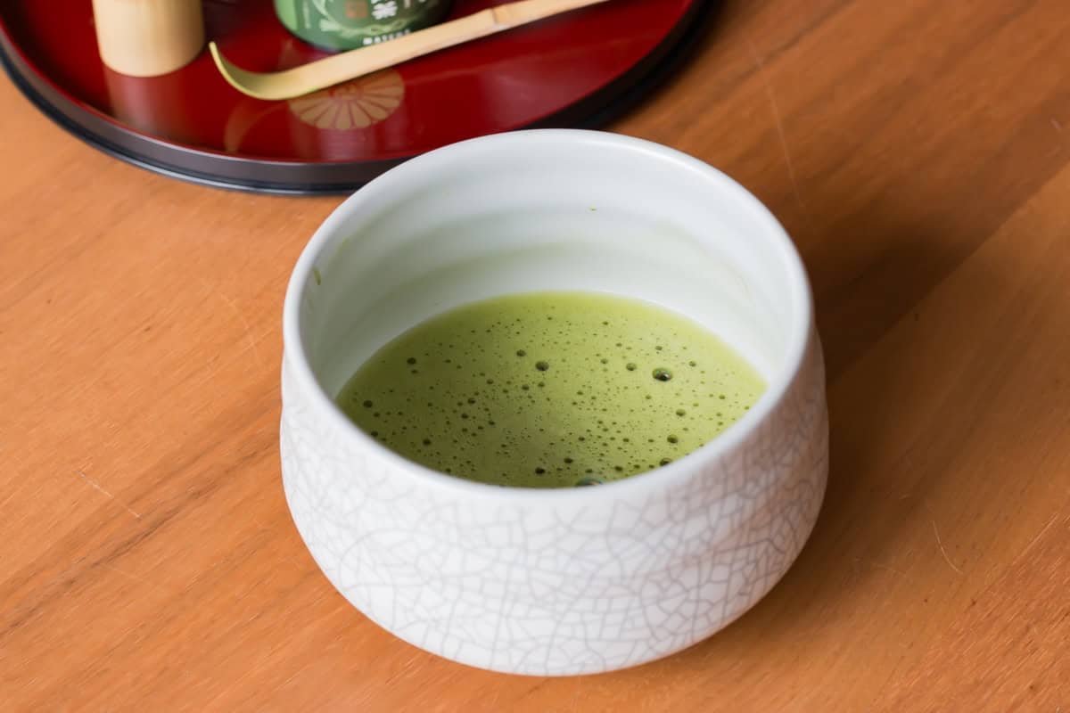 Japanese matcha in a bowl.