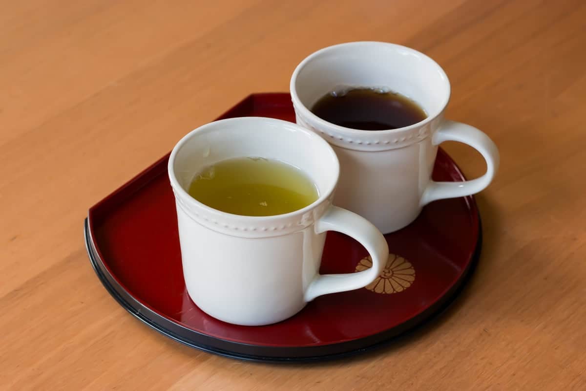 Japanese green tea in a mug.