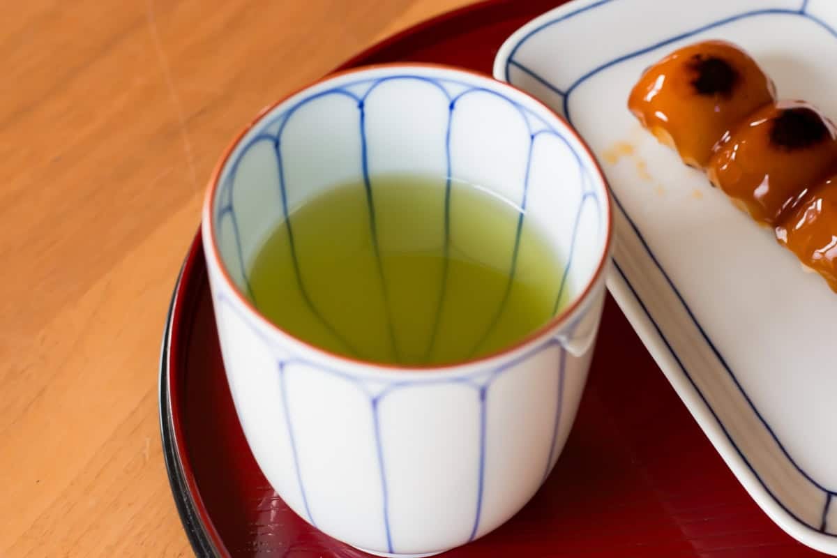 Japanese green tea in a tea cup.