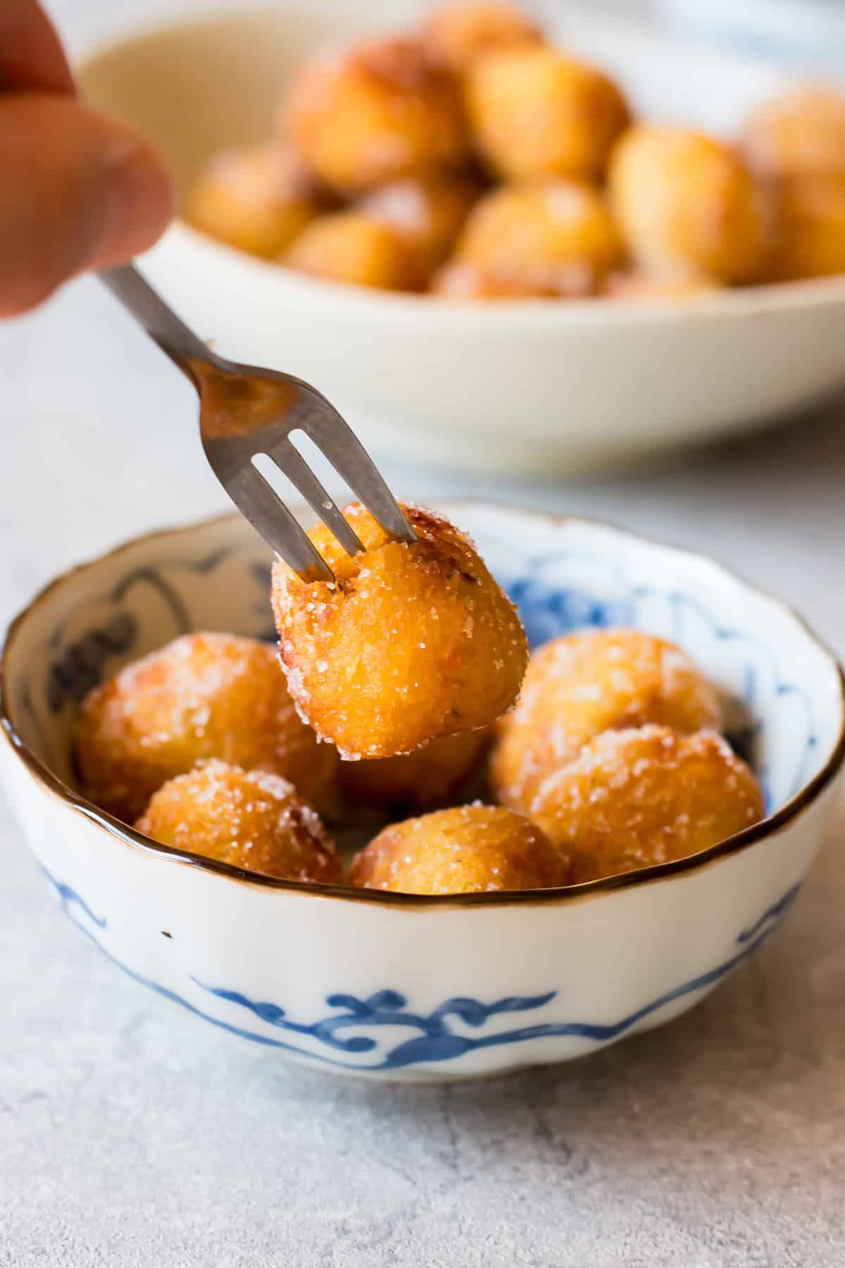 Sweet potato donut holes served on a bowl.