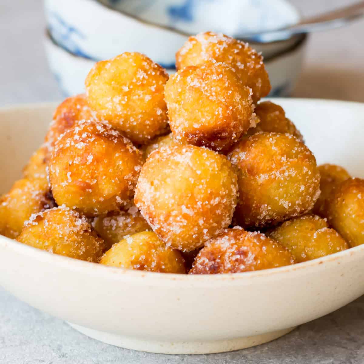 Sweet potato donut holes served on a bowl.